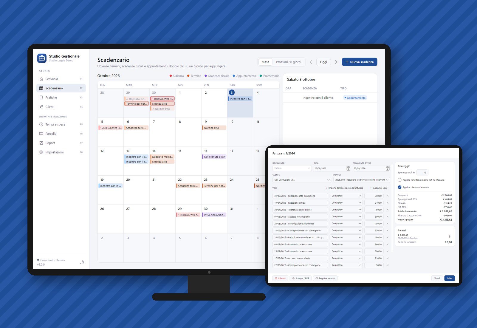 Studio Gestionale: schermate del programma