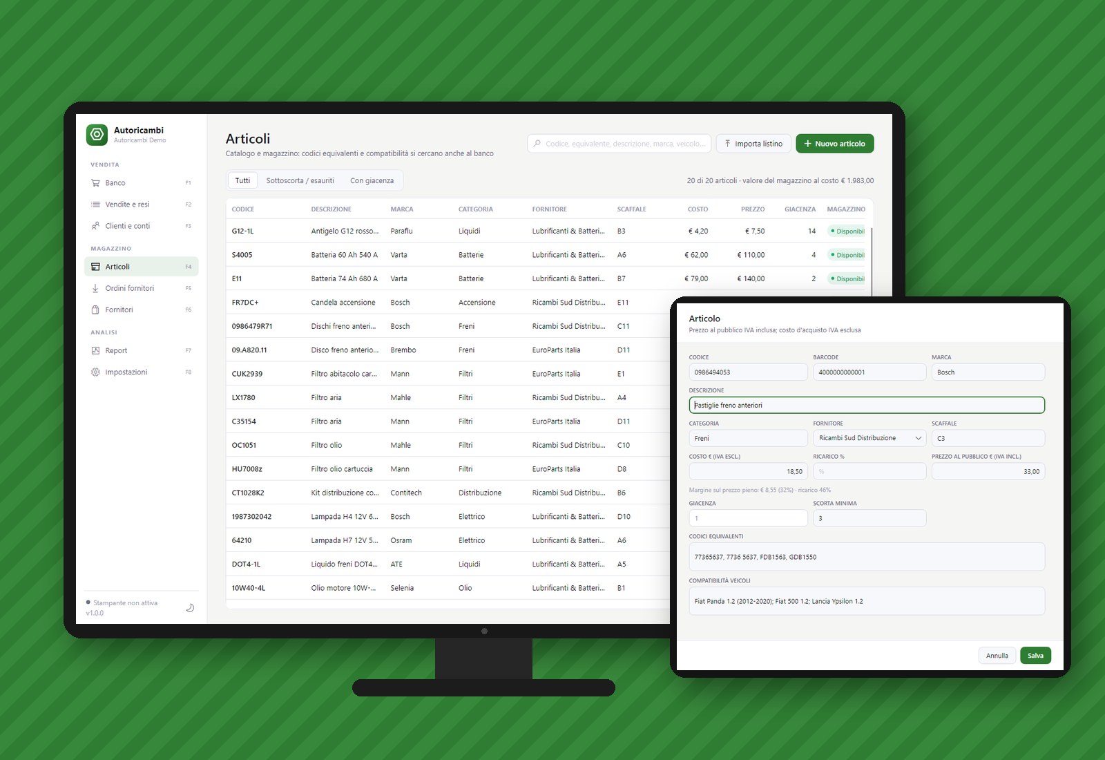 Autoricambi Gestionale: schermate del programma